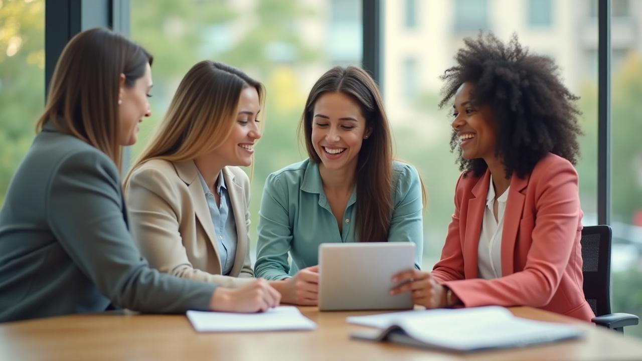 The CoralHR leadership team collaborating in their modern Southbank office